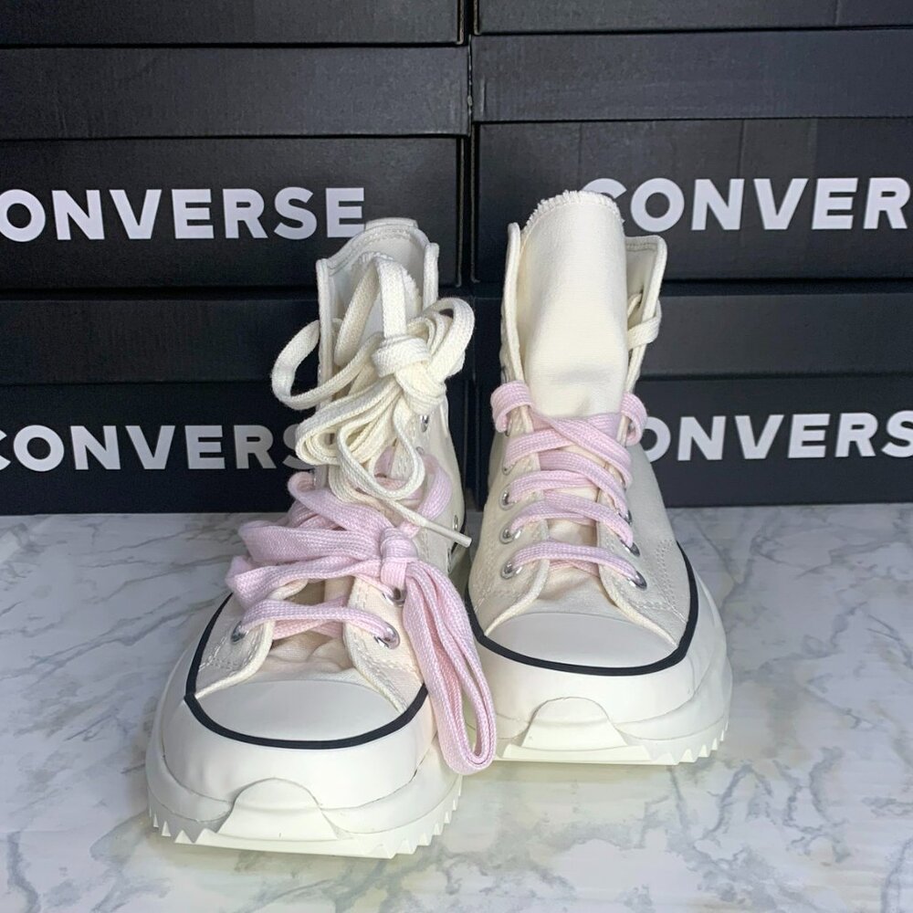CONVERSE Run Star Hike Platform Embroidered Stars Pink Hi Top NIB Extra Laces - Picture 3 of 4
